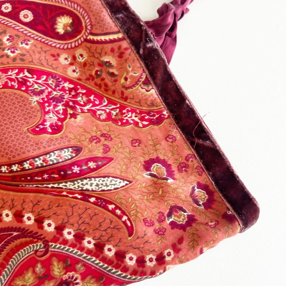 JLA Home Burgundy Silk‎ Paisley Velvet Trim Boho Luxury Pillow Sham 21